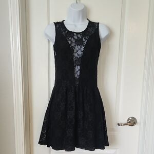 For Love&Lemons Black Lace Skater Dress